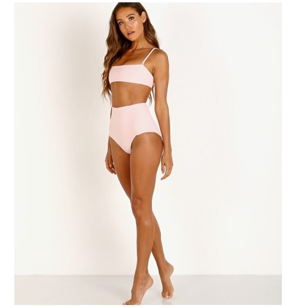 NWT Mara Hoffman Lydia Pink Bikini Bottom High Rise Swim Surf Paddle Size M